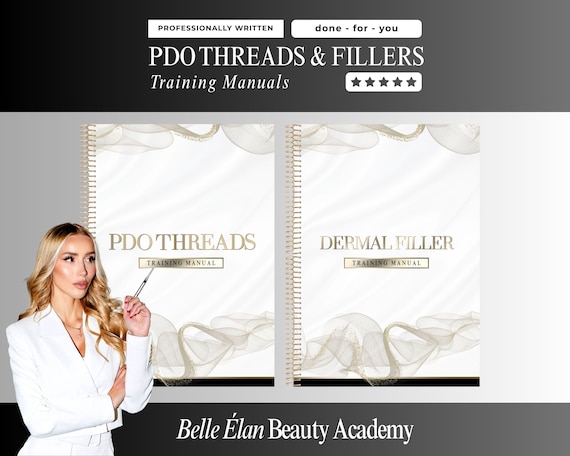 Aesthetics Injector Training Manuals: PDO Thread Lifting & Dermal Fillers (Editable Canva Template)