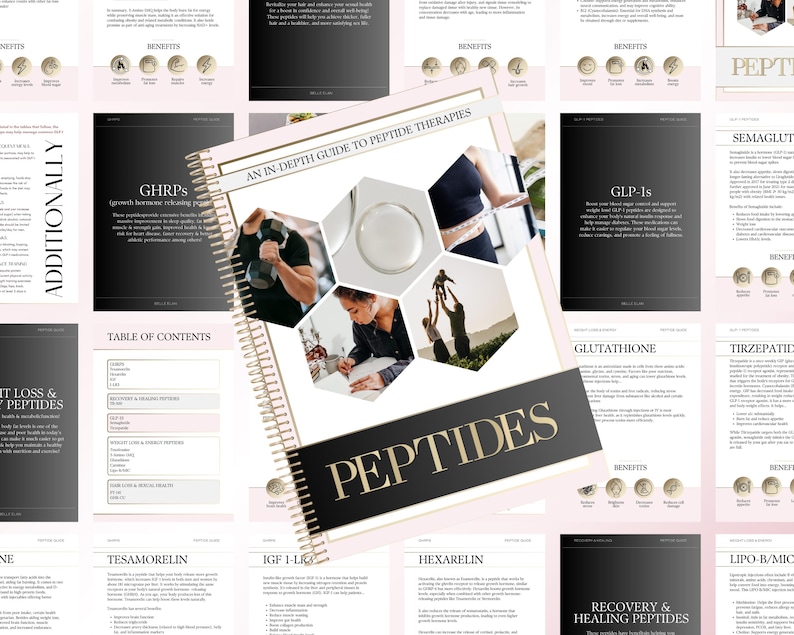 Peptide Therapy Guide, Peptide Therapy Client Information Booklet, Editable in Canva