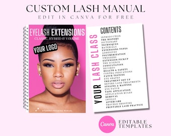 CUSTOM Eyelash Extensions Training Manual, Editable Lash Training Manual, Lash Instructors, Lash Class, Classic, Hybrid, Volume