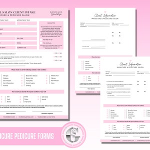 Manicure Pedicure Consent Forms, Nail Salon Forms, Small Business Beauty Branding, Nail Technician Documents, Editable in Canva
