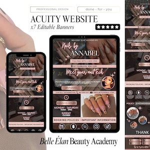 Nail Tech Acuity Scheduling, Nails Acuity Site Design, Acuity Website Template, Nail Technician Appointment Booking Site, Easy Edit in Canva