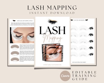 Lash Mapping Student Handbook, Lash Map Training Guide, Lash Maps Workbook, Student, Tutor, Lash Mapping Practice, Editable Canva Template