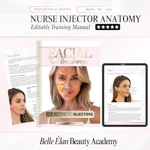 Aesthetics Injector Facial Anatomy Training Manual for Cosmetic Injections Training Courses, Nurse Injector Training Guide, Edit in Canva
