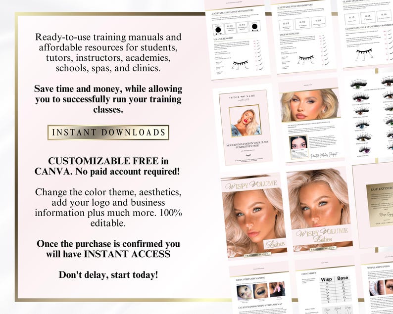 Editable Eyelash Extensions Training Manual: Lash Class (instant Access ...