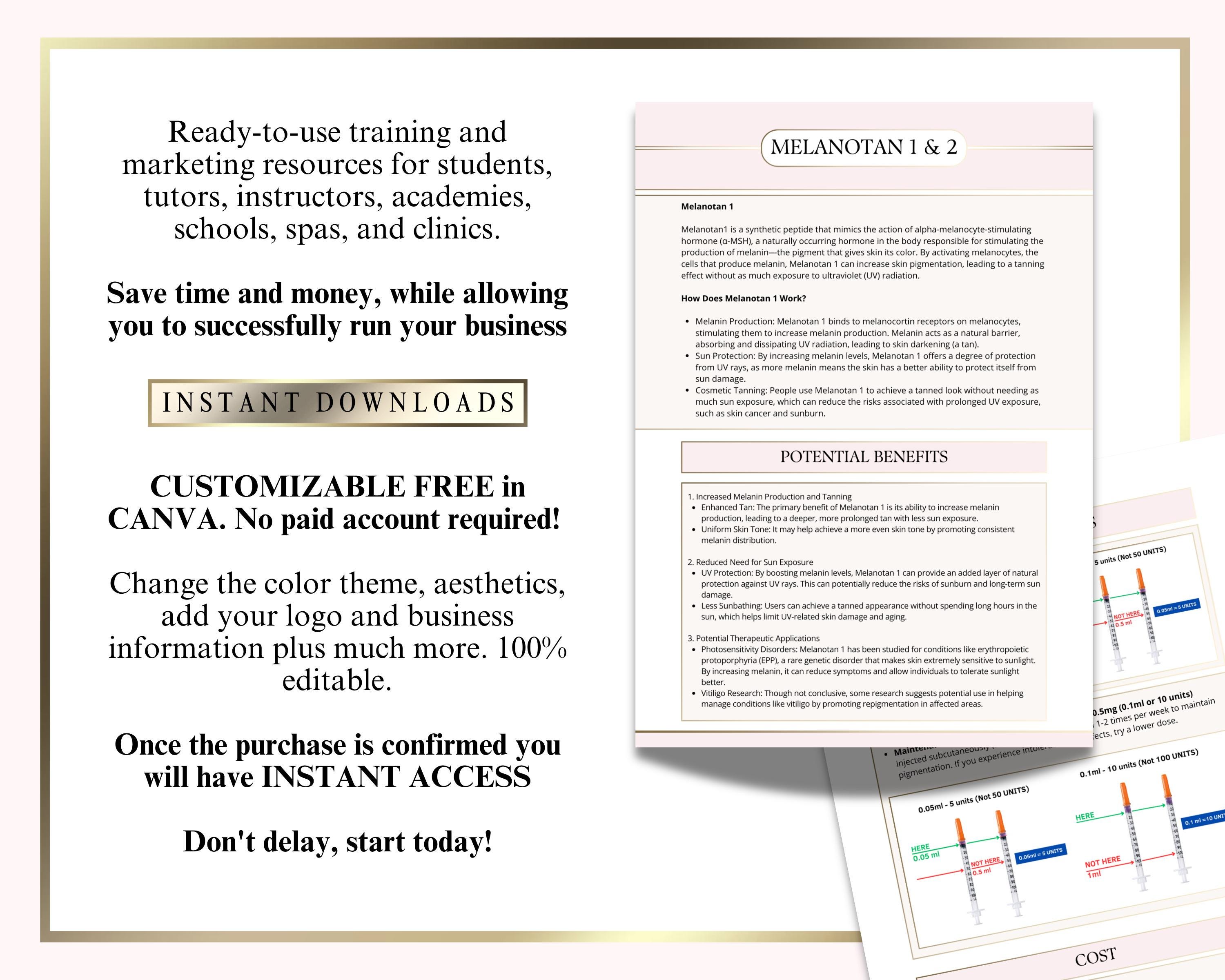 Melanotan Peptide Guide: Medspa Patient Information Leaflet (canva  Template)
