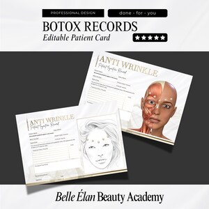 Botulinumtoxinen Botox-patiëntenkaart, neurotoxinenregistratiekaart, bewerkbare canva-sjabloon