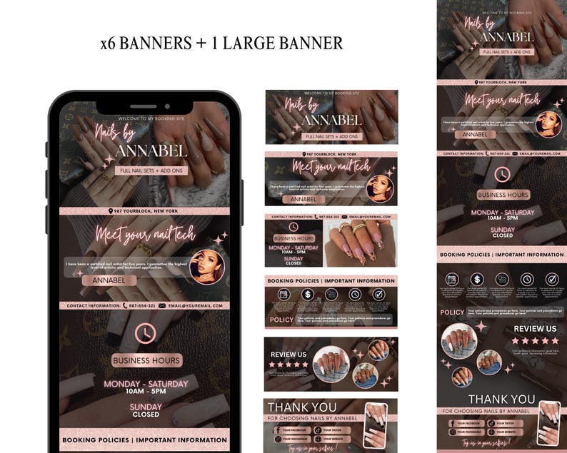 Nail Tech Acuity Scheduling, Nails Acuity Site Design, Acuity Website Template, Nail Technician Appointment Booking Site, Easy Edit in Canva