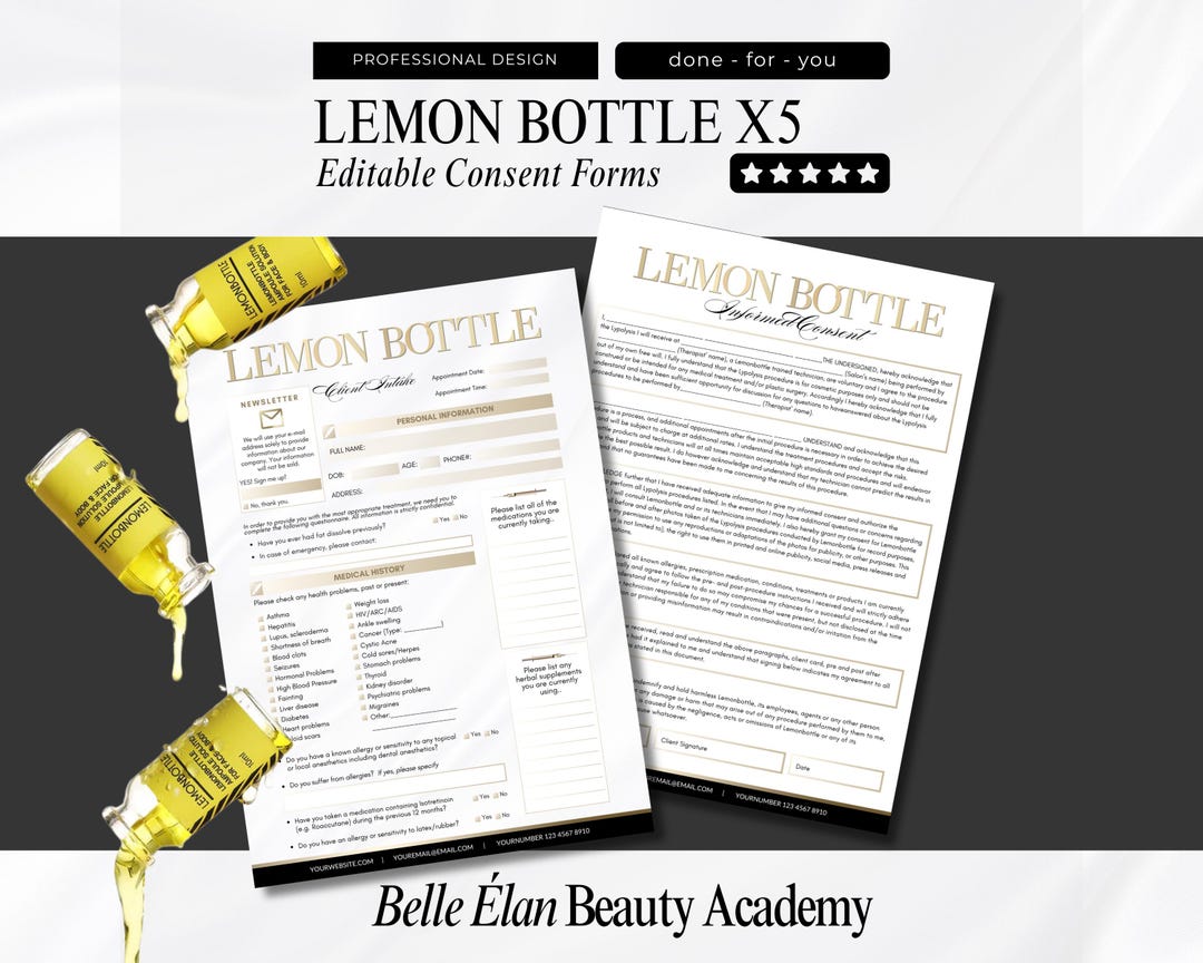 Bottling Rework Form Lemon Bottle Fat Dissolve Forms: Consultation, Intake, Consent (edit in ...