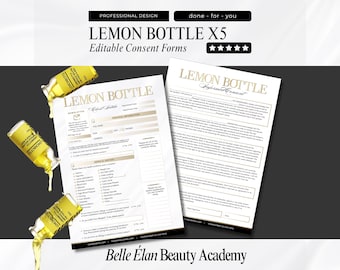 Lemon Bottle Fat Dissolve Forms: Consultation, Intake, Consent (Edit in Canva)