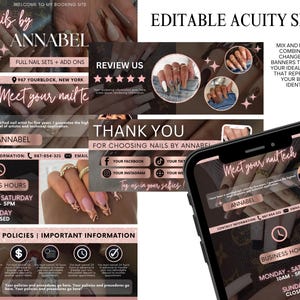Nail Tech Acuity Scheduling, Nails Acuity Site Design, Acuity Website Template, Nail Technician Appointment Booking Site, Easy Edit in Canva