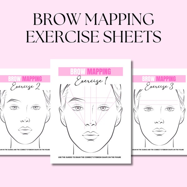 Brow Mapping Exercise Sheets, Printable PDF, Learn or Teach, Student or Tutor, Eyebrow Mapping Practice, Instant Download