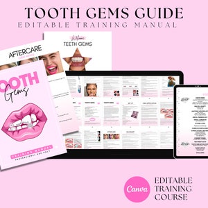 Manuel de formation sur les gemmes dentaires, guide sur les gemmes dentaires, cours sur les gemmes dentaires, modification dans Canva