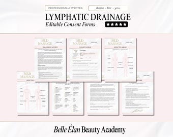 Lymphatic Drainage Massage Forms: Bodyworker Consent, Intake (Edit in Canva)