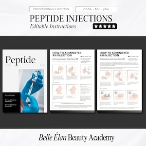 Injections Guides for Peptide Therapy, Step by Step Subcutaneous SQ Injection, Intramuscular IM Injections, How to Inject, Editable in Canva