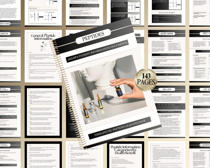 Peptides Protocol Guide & Individual Peptide Information Patient Documents, Medspa Bundle, All in One Packet, Edit in Canva