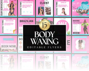 Waxing Flyer Posts, Waxing Templates, Neon, Wax Pricelist, Waxing IG post, Esthetician Waxing, IG Flyer, Neon Wax Branding, Edit in Canva