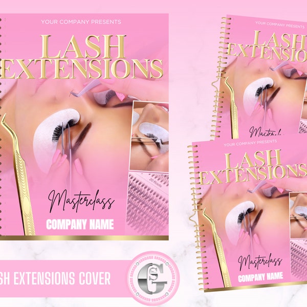 Lash Tech Training Manual Pink Front Cover, Wimpern Vorlage, Lash Trainer, Lehrer, anpassbar, fügen Sie Ihr Logo hinzu, Ebook Cover, in Canva bearbeiten