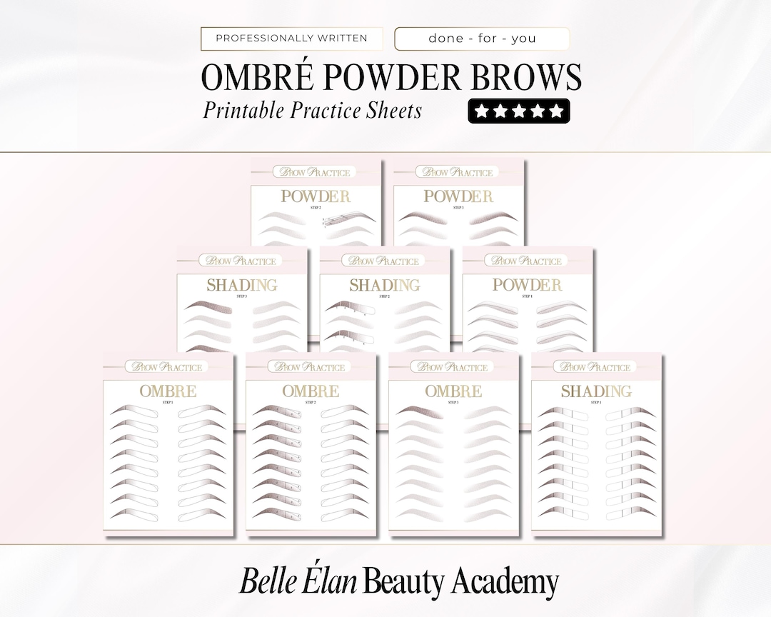 Ombré Powder Brow Practice Sheets: PMU Shading Guide (printable PDF ...