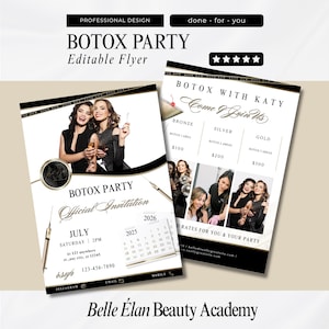 Botox Party Invitation Template: Editable Beauty Branding Flyer (Canva)