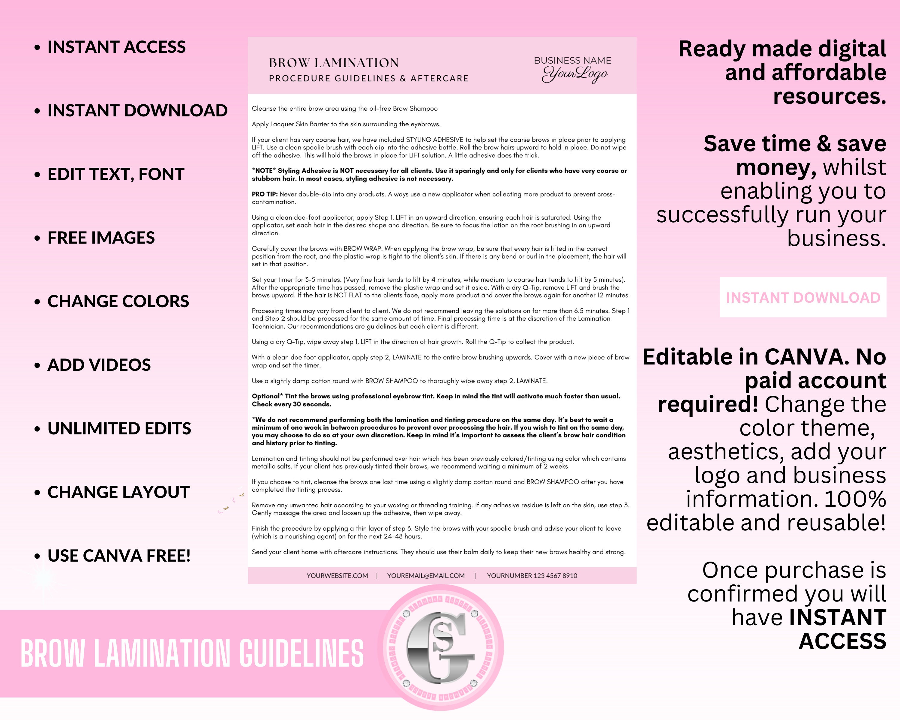 Brow Lamination Guidelines Eyebrow Lamination Instructions Etsy