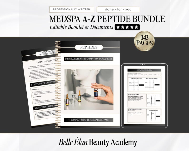 Peptides Protocol Guide & Individual Peptide Information Patient Documents, Medspa Bundle, All in One Packet, Edit in Canva