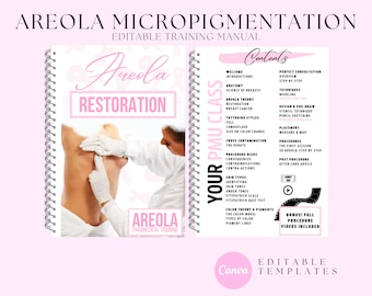 PMU Areola Micropigmentation Training Manual, Areola Tattoo Guide, Breast Scar Camouflage Tattooing, Medical Permanent Makeup, Edit in Canva
