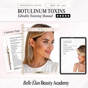 Botox Manual, Aesthetics Cosmetic Neurotoxins Training Course, Botulinum Toxins, Editable Training Guide, Edit in Canva