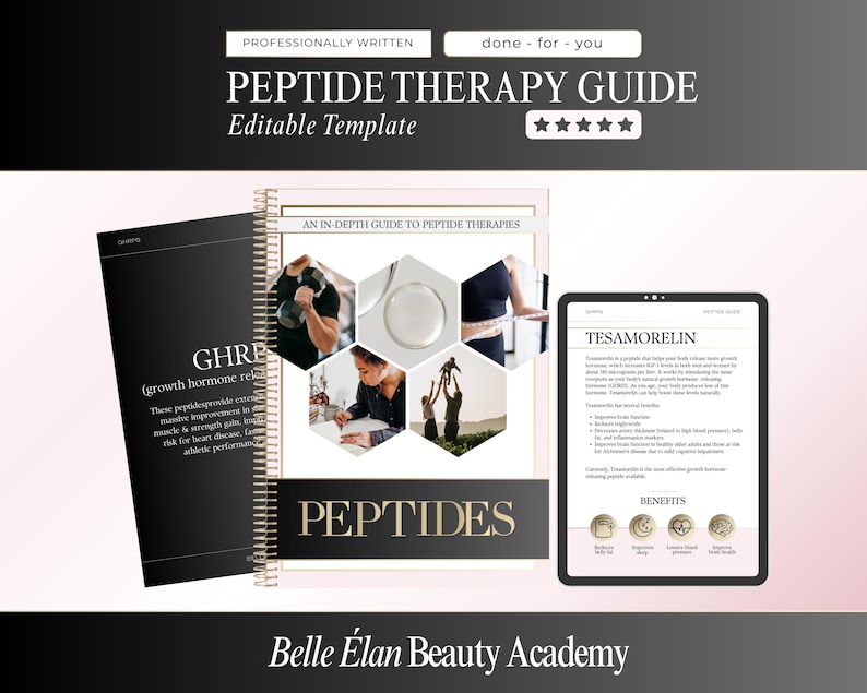 Peptide Therapy In-depth Guide, Peptide Therapy Information Booklet, Editable in Canva