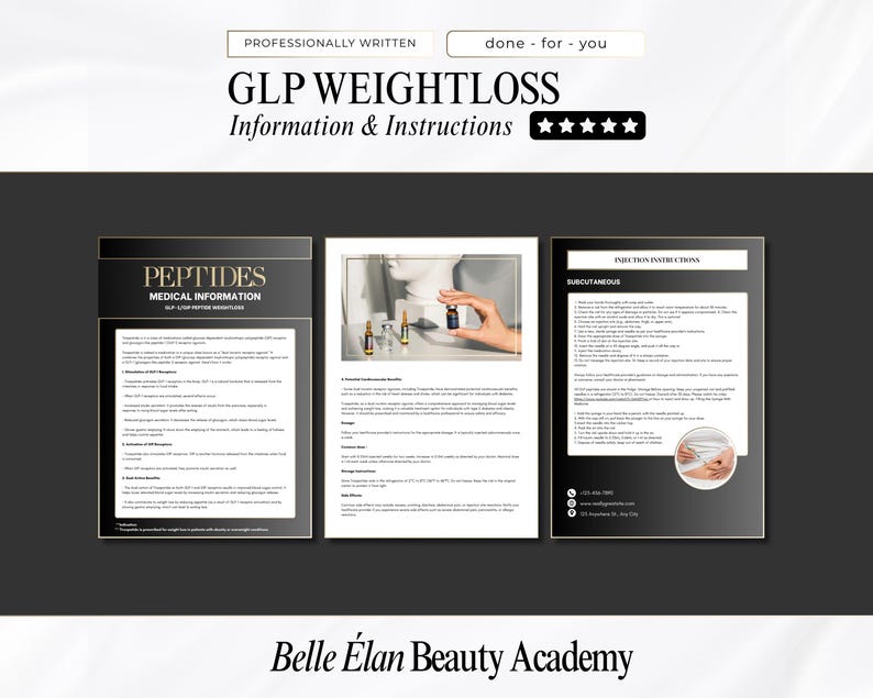 Editable GLP-1 Weight Loss Handouts: Medspa Canva Templates (digital ...
