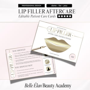 Lip Fillers Aftercare, Lip Filler Client Information, Dermal Fillers Care Card, Nurse Injector Marketing, Aesthetics Branding, Edit in Canva