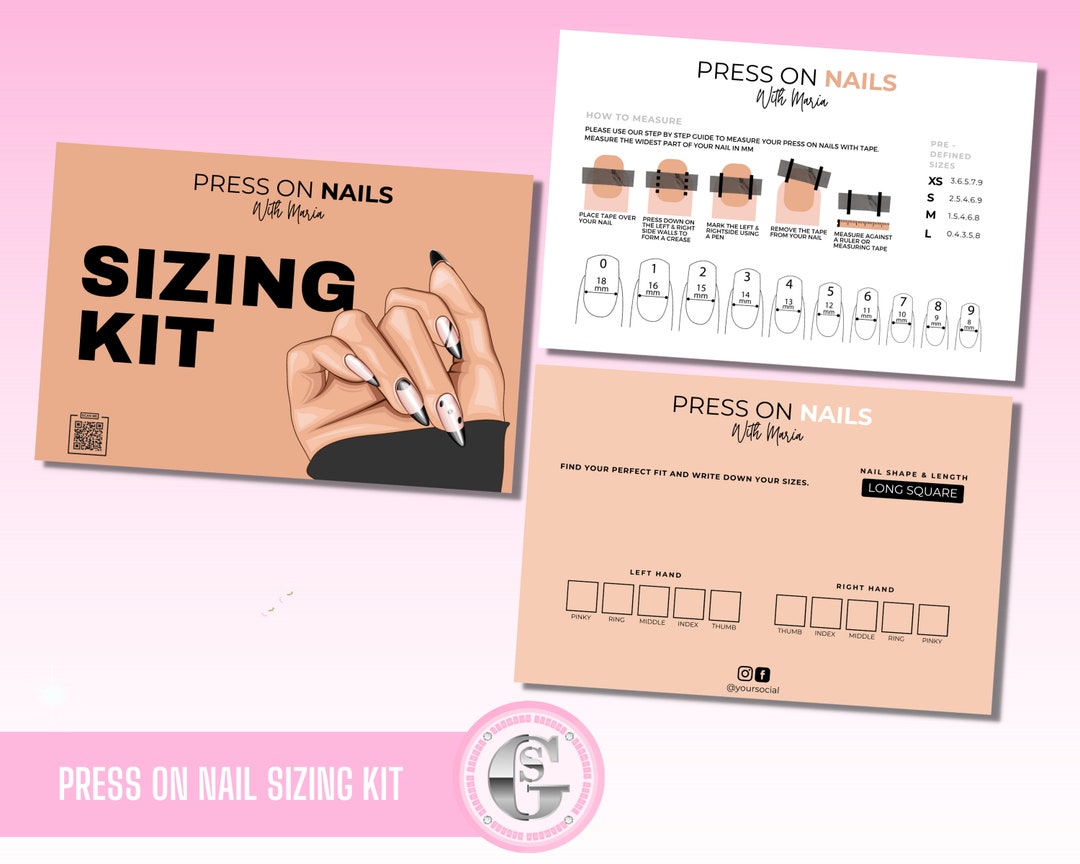 Press on Nails Card, Sizing Kit, Press on Nails Chart Card, Press on