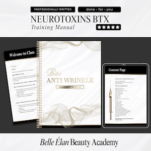 Botox Training Manual, Cosmetic Neurotoxins Training Course, Botulinum Toxins, Editable Training Guide Template, Edit in Canva