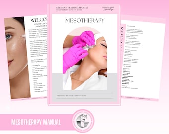 Mesotherapy Training Manual, Injection Lipolysis Training Course, Face, Body, Hair, Cellulite, Editable Training Guide, Edit in Canva