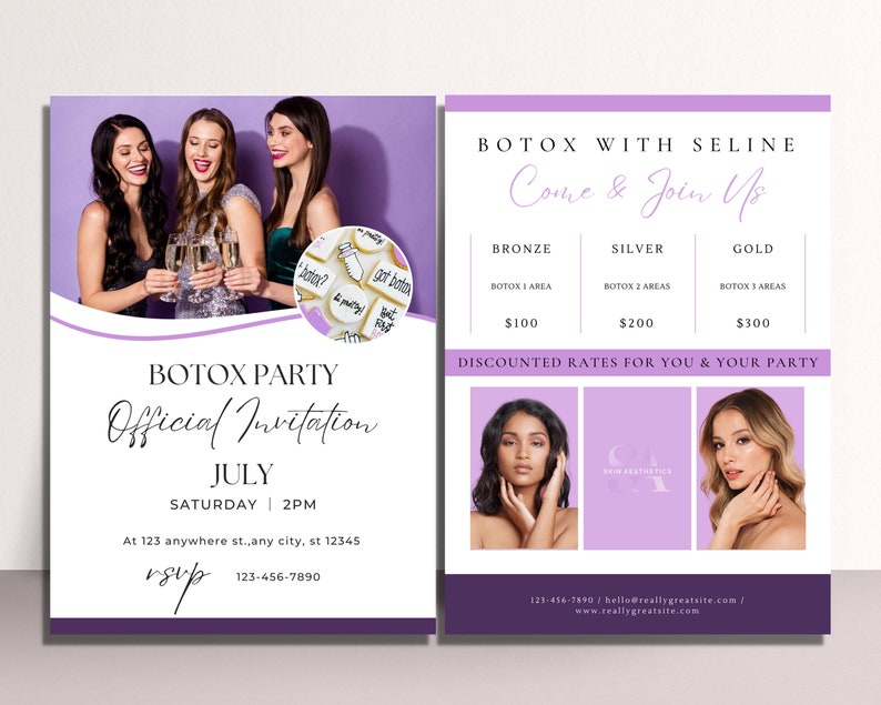 Botox Party Flyer Botox Party Invitation Small Business Etsy