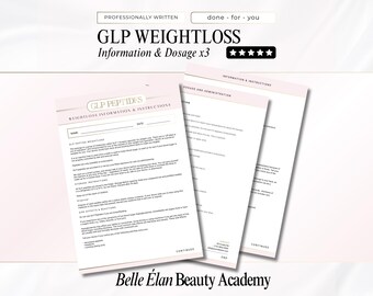 GLP 1 Weightloss Information, Administration and Dosage Patient Handouts, Editable Canva Medical Documents