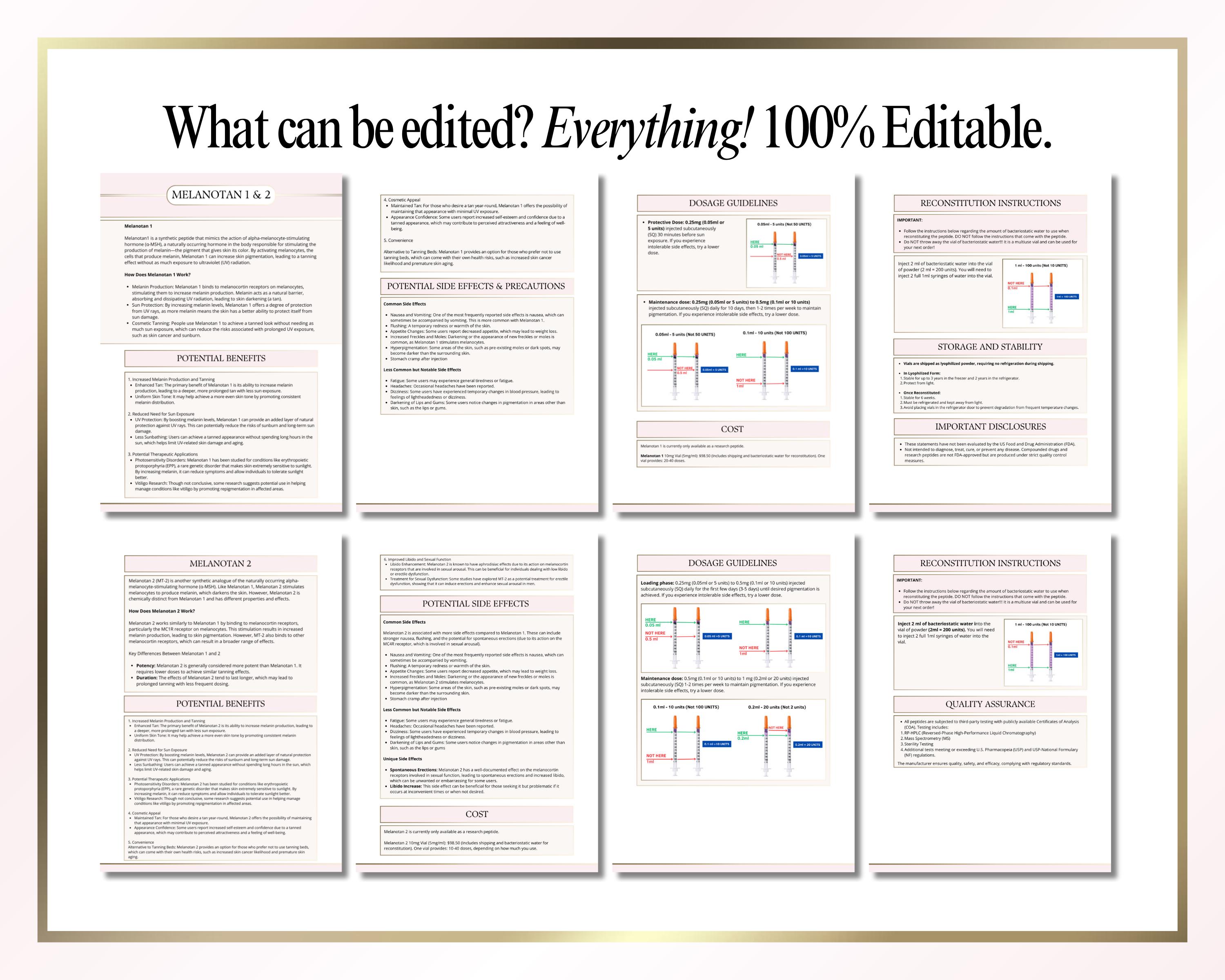 Melanotan Peptide Guide: Medspa Patient Information Leaflet (canva  Template)