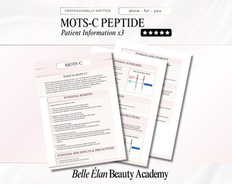 Modelli di opuscoli per i pazienti sul peptide MOTS-c: guida al dosaggio Medspa (modifica in Canva)