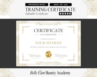 Glam Beauty Course Certificate: Silver, Pink Diamonds (Edit in Canva)