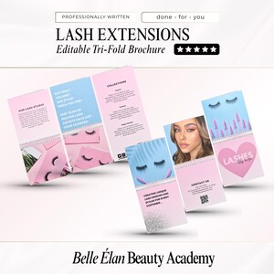 Eyelash Extension Tri Fold Brochure Template: Editable Lash Tech Leaflet (Canva Edit, Printables)