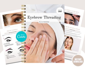 Eyebrow Threading Manual, Editable Training Manual, Brow Threading Course, Eyebrows Guide, Edit in Canva