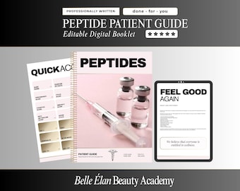 Peptide Therapy Patient Information Booklet, Peptides Patient Digital Guide, PLR, MMR, Editable Canva Template