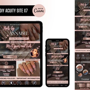 Nail Tech Acuity Scheduling, Nails Acuity Site Design, Acuity Website Template, Nail Technician Appointment Booking Site, Easy Edit in Canva