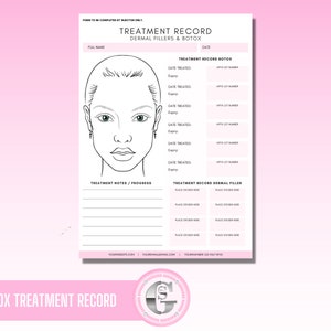 Botox Treatment Record, Botox Forms, Dermal Filler Client Record, Small Business Beauty Branding, Botox Client Documents, Editable in Canva