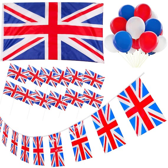 Union Jack Wimpelkette – 11 Meter Lang (30 Flaggen), Aus PVC, Für Gartenparty, Pub, WM & Königliche Feiern