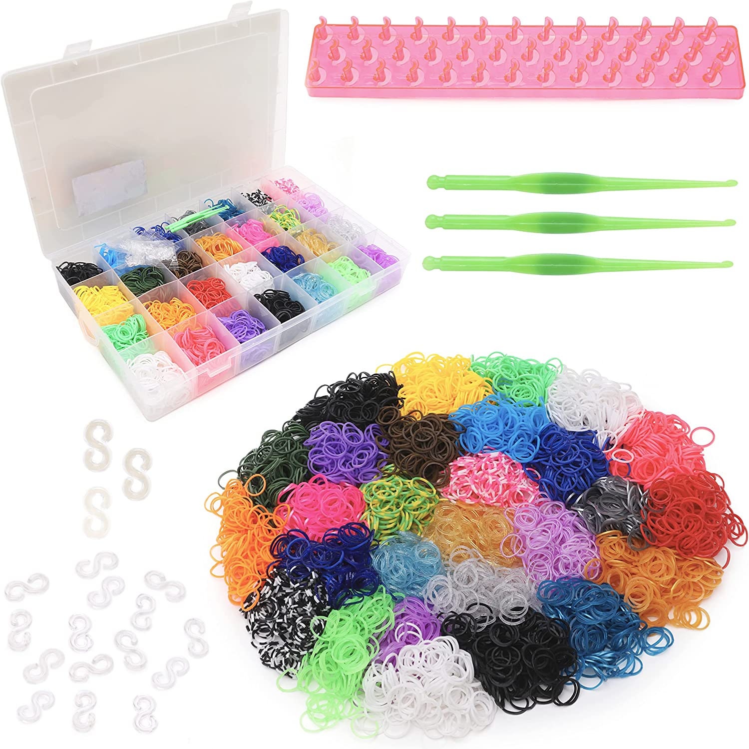 600-1500pcs+ Colorful Loom Bands Set Candy Color Bracelet Making