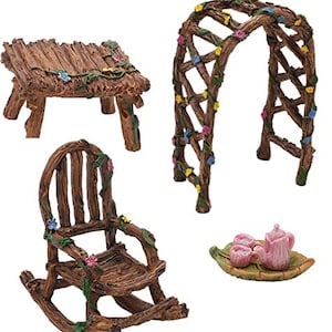 4 Piece Fairy Garden Furniture Accessory Set