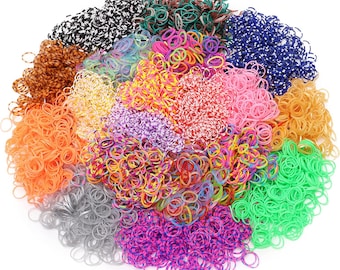 6000 Mixed Loom Band Refills - 20 Packets of 300 - Assorted Colours & Designs