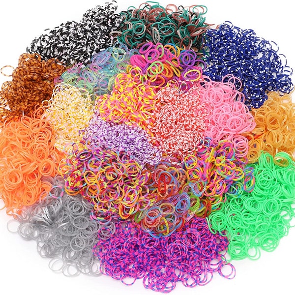 6000 Mixed Loom Band Refills - 20 Packets of 300 - Assorted Colours & Designs