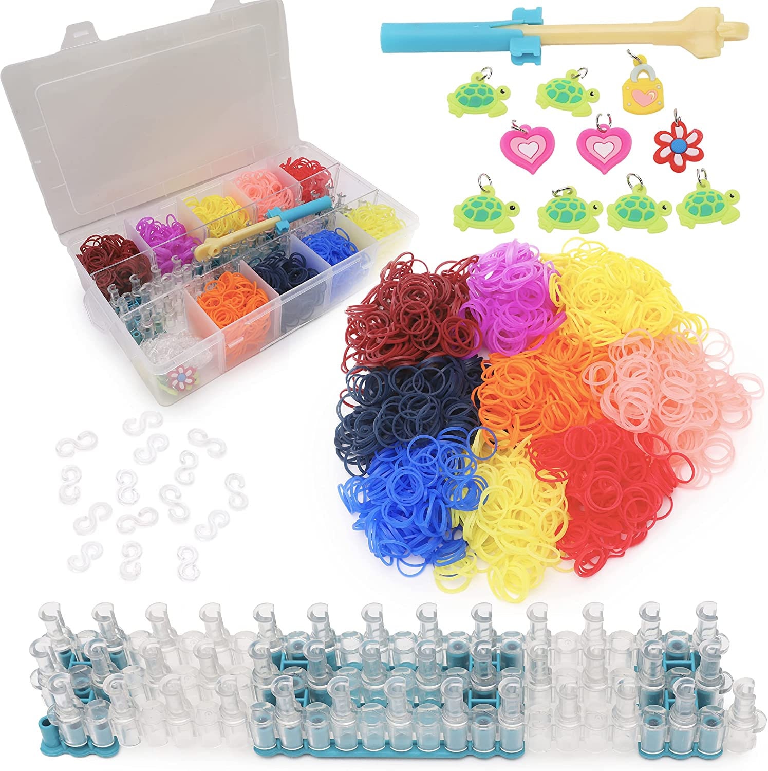 18000 Loom Bands Kit: DIY Rubber Bands Kits, 500 Clips, 40 Charms