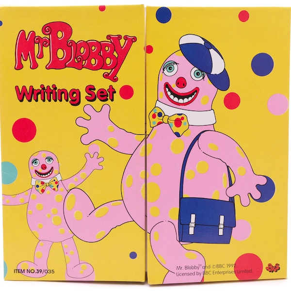 Mr Blobby Retro Writing Set Contains Writing Paper and Envelopes- Original 1992 Licensed Item